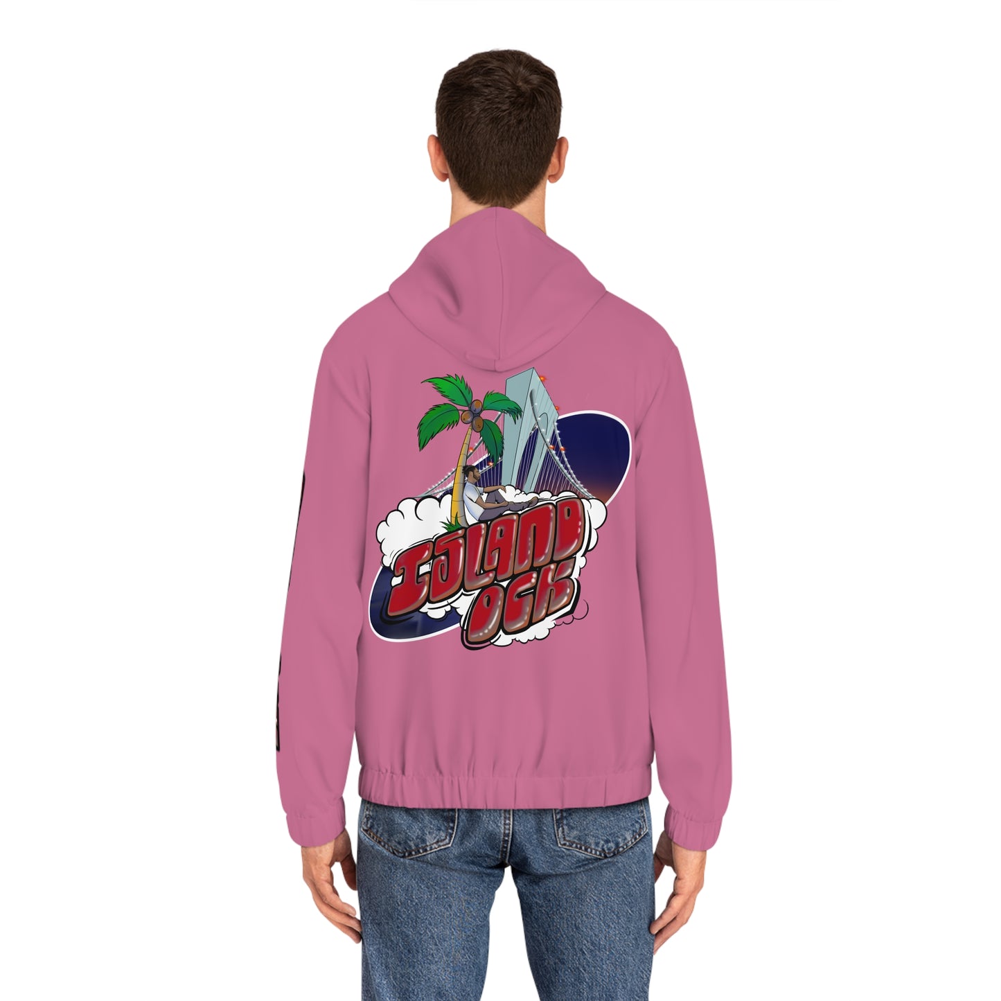 Island Ock Zip-Up Hoodie (Safety Pink)