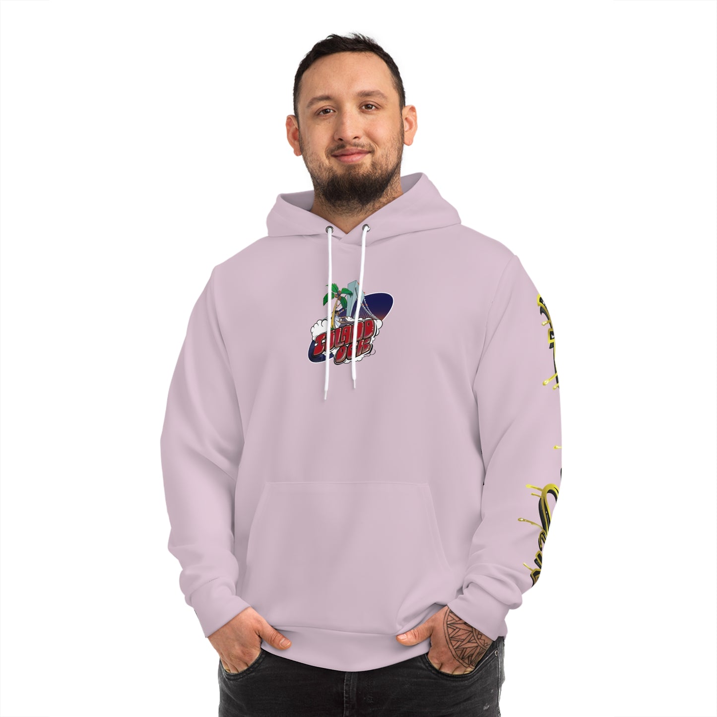 Gold & Black A+ Drip Hoodie (Light Pink)