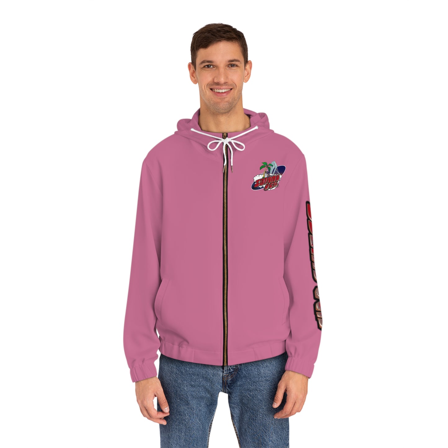 Island Ock Zip-Up Hoodie (Safety Pink)