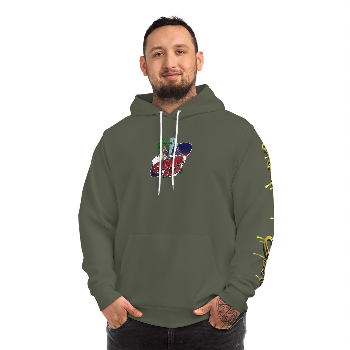 Gold & Black A+ Drip Hoodie (Military Green)